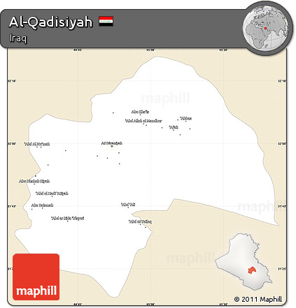 Classic Style Simple Map of Al-Qadisiyah, single color outside