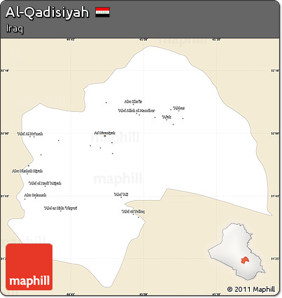 Classic Style Simple Map of Al-Qadisiyah, single color outside