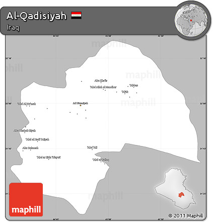 Gray Simple Map of Al-Qadisiyah, single color outside
