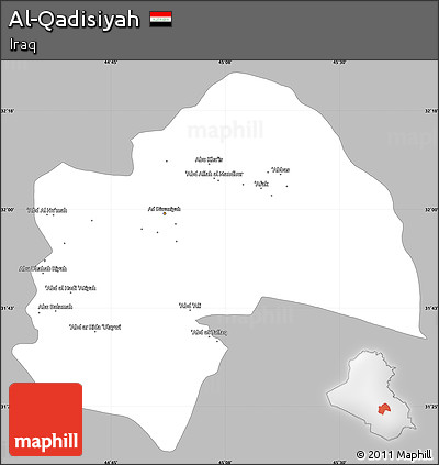 Gray Simple Map of Al-Qadisiyah, single color outside
