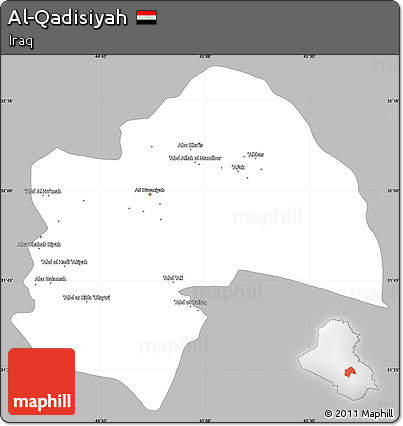 Gray Simple Map of Al-Qadisiyah, single color outside