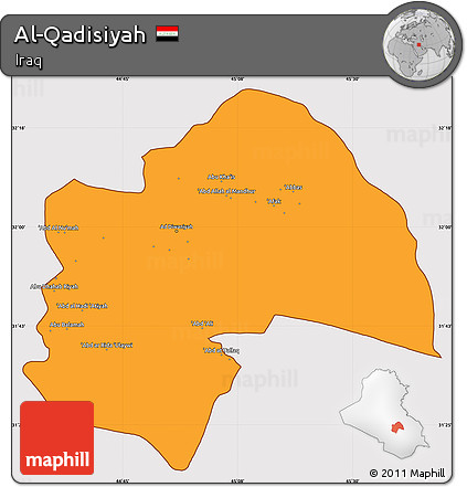 Political Simple Map of Al-Qadisiyah, cropped outside