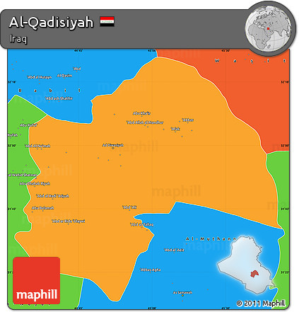 Political Simple Map of Al-Qadisiyah