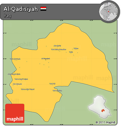 Savanna Style Simple Map of Al-Qadisiyah, cropped outside