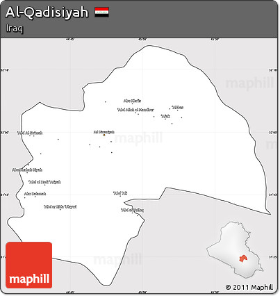 Silver Style Simple Map of Al-Qadisiyah, cropped outside