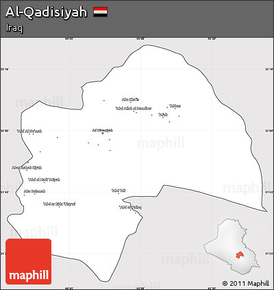 Silver Style Simple Map of Al-Qadisiyah, cropped outside