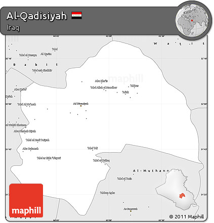 Silver Style Simple Map of Al-Qadisiyah