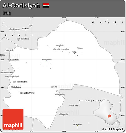 Silver Style Simple Map of Al-Qadisiyah