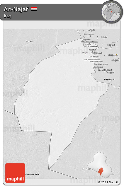 Silver Style 3D Map of An-Najaf