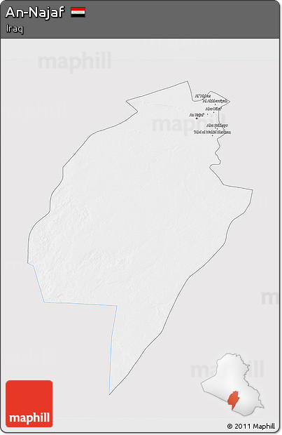 Silver Style 3D Map of An-Najaf, single color outside