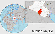 Gray Location Map of An-Najaf, highlighted country
