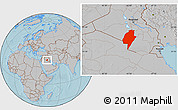 Gray Location Map of An-Najaf, hill shading