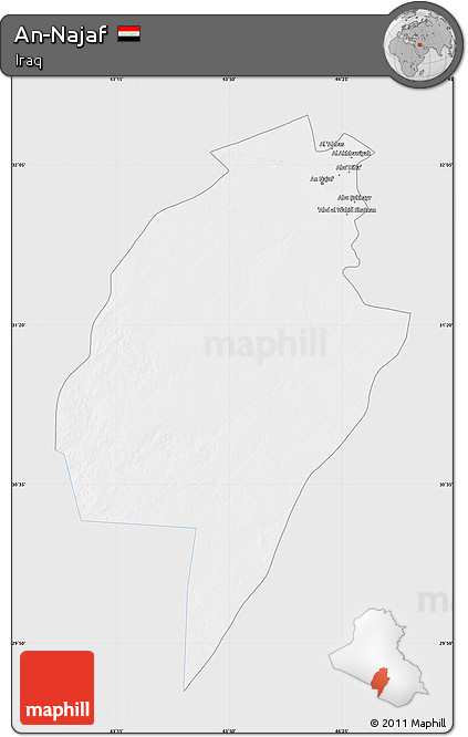 Silver Style Map of An-Najaf, single color outside