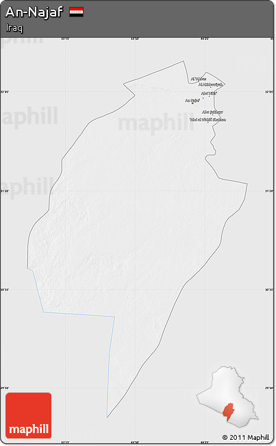 Silver Style Map of An-Najaf, single color outside
