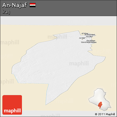 Classic Style Panoramic Map of An-Najaf, single color outside