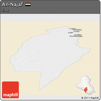 Classic Style Panoramic Map of An-Najaf, single color outside