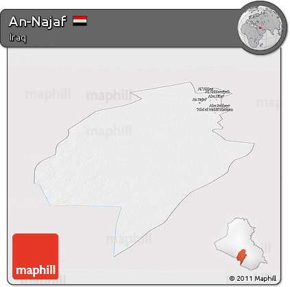 Silver Style Panoramic Map of An-Najaf, single color outside