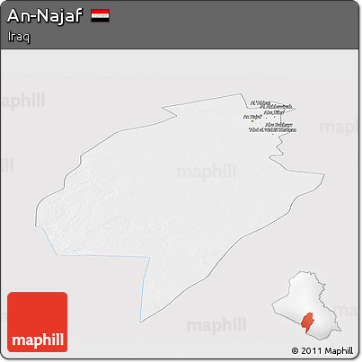 Silver Style Panoramic Map of An-Najaf, single color outside