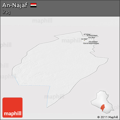Silver Style Panoramic Map of An-Najaf, single color outside