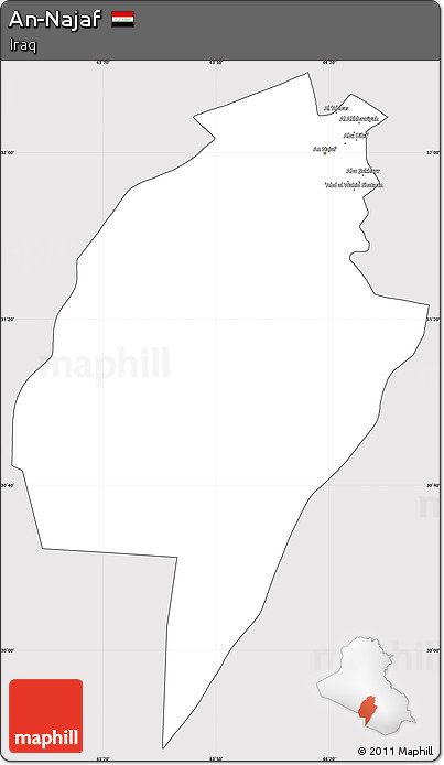 Silver Style Simple Map of An-Najaf, cropped outside
