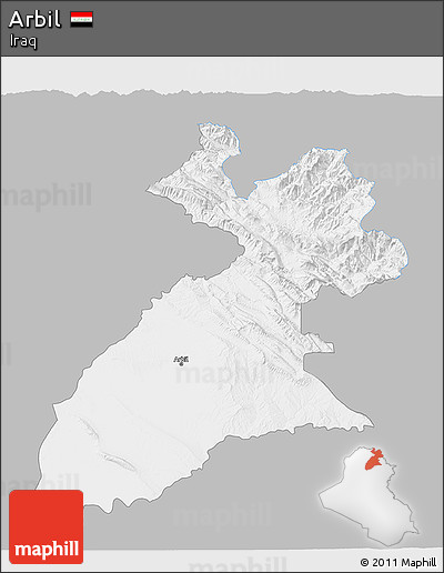 Gray 3D Map of Arbil, single color outside