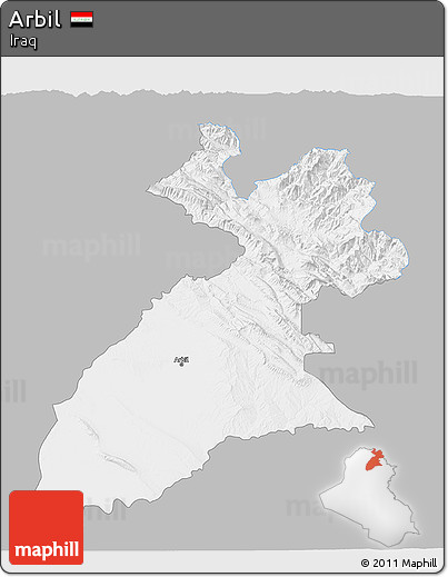 Gray 3D Map of Arbil, single color outside