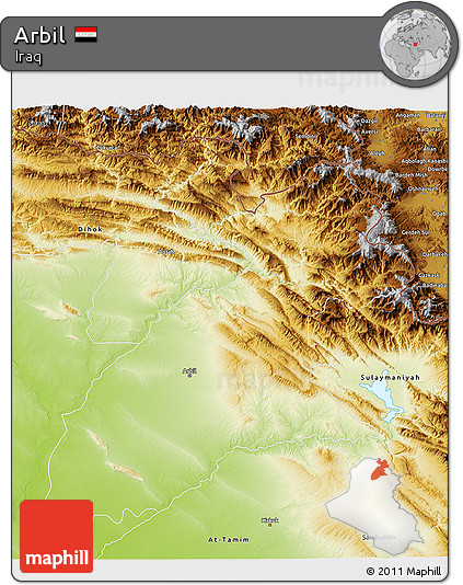 Physical 3D Map of Arbil
