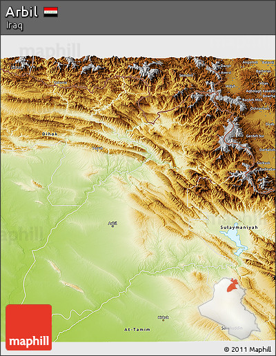 Physical 3D Map of Arbil