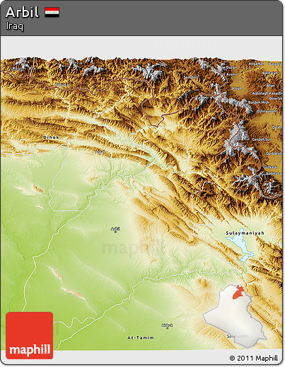 Physical 3D Map of Arbil