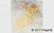 Satellite 3D Map of Arbil, lighten, semi-desaturated