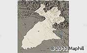 Shaded Relief 3D Map of Arbil, darken