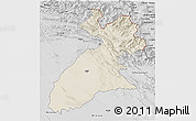 Shaded Relief 3D Map of Arbil, desaturated