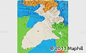 Shaded Relief 3D Map of Arbil, political outside