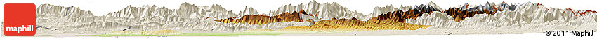 Physical Horizon Map of Arbil, shaded relief outside