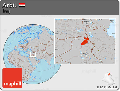 Gray Location Map of Arbil