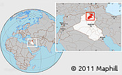 Gray Location Map of Arbil, highlighted country, within the entire country