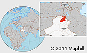 Gray Location Map of Arbil, highlighted country