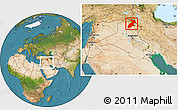 Satellite Location Map of Arbil, within the entire country