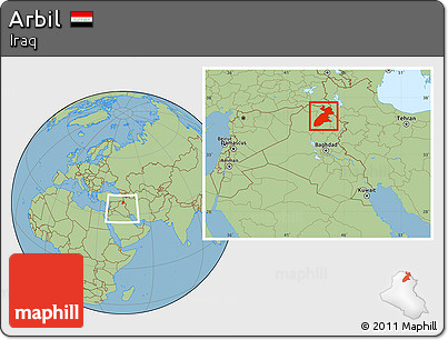 Savanna Style Location Map of Arbil, within the entire country