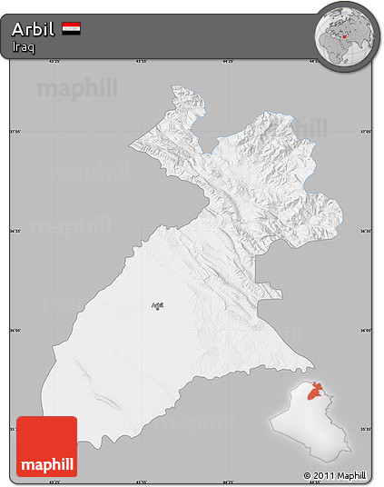 Gray Map of Arbil, single color outside