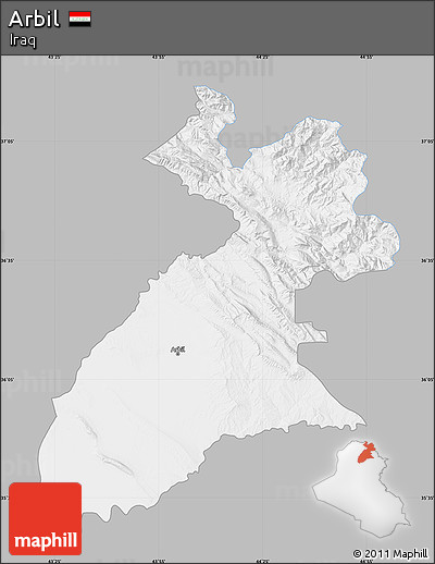 Gray Map of Arbil, single color outside