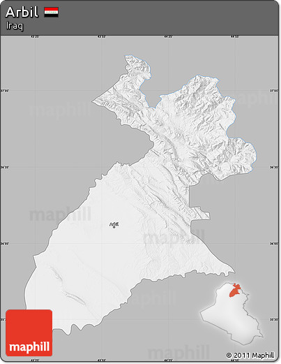 Gray Map of Arbil, single color outside