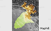 Physical Map of Arbil, darken, desaturated
