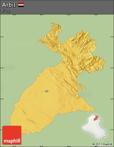 Savanna Style Map of Arbil, single color outside