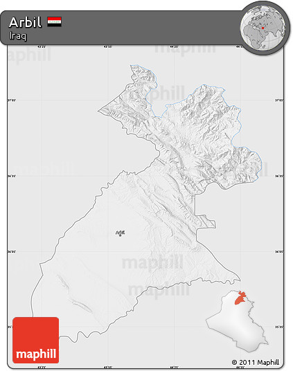 Silver Style Map of Arbil, single color outside