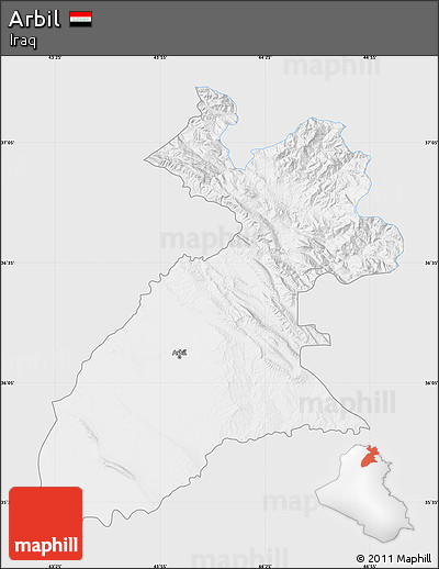 Silver Style Map of Arbil, single color outside