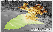 Physical Panoramic Map of Arbil, darken, desaturated