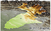 Physical Panoramic Map of Arbil, darken, semi-desaturated