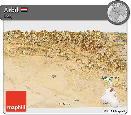 Satellite Panoramic Map of Arbil