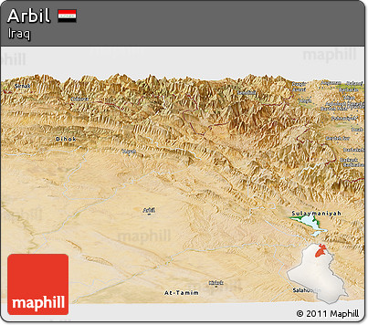 Satellite Panoramic Map of Arbil